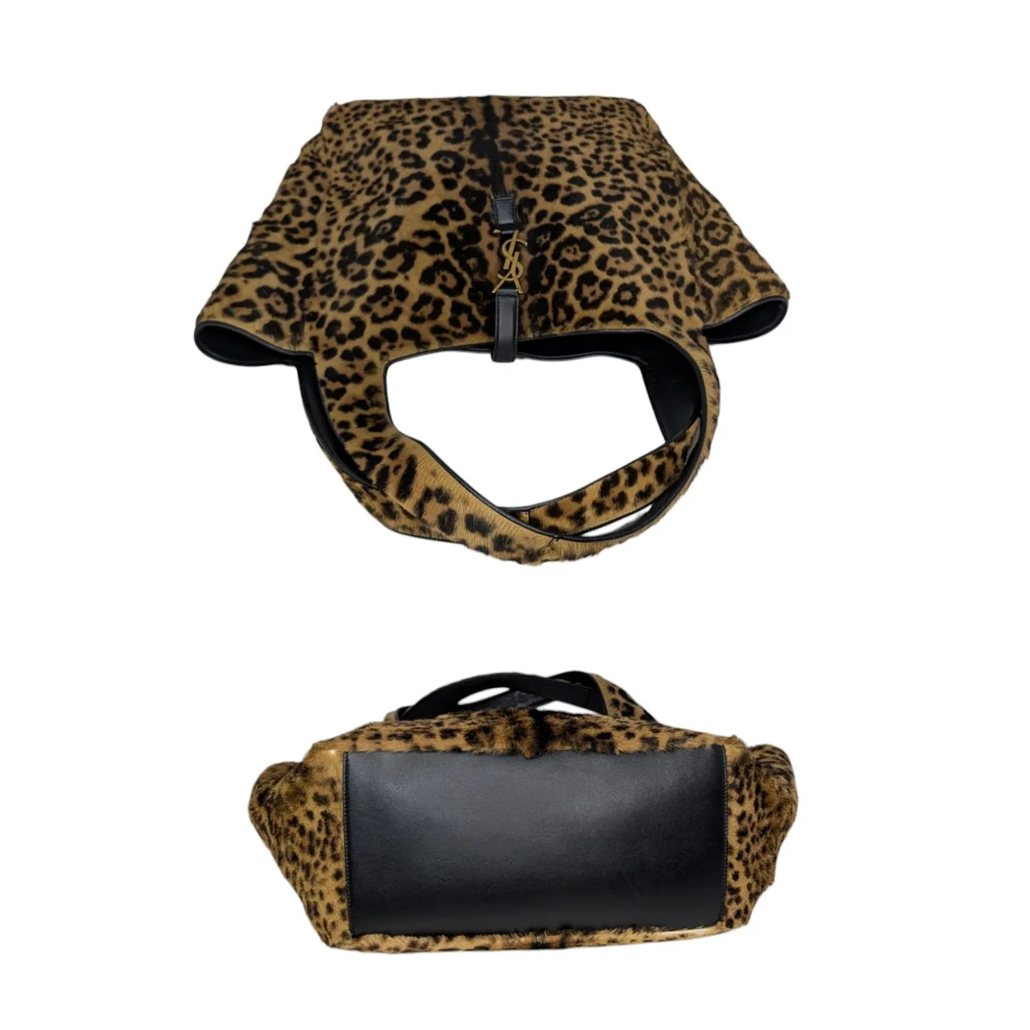 Saint Laurent Bea YSL Leopard-Print Pony Hair Tote