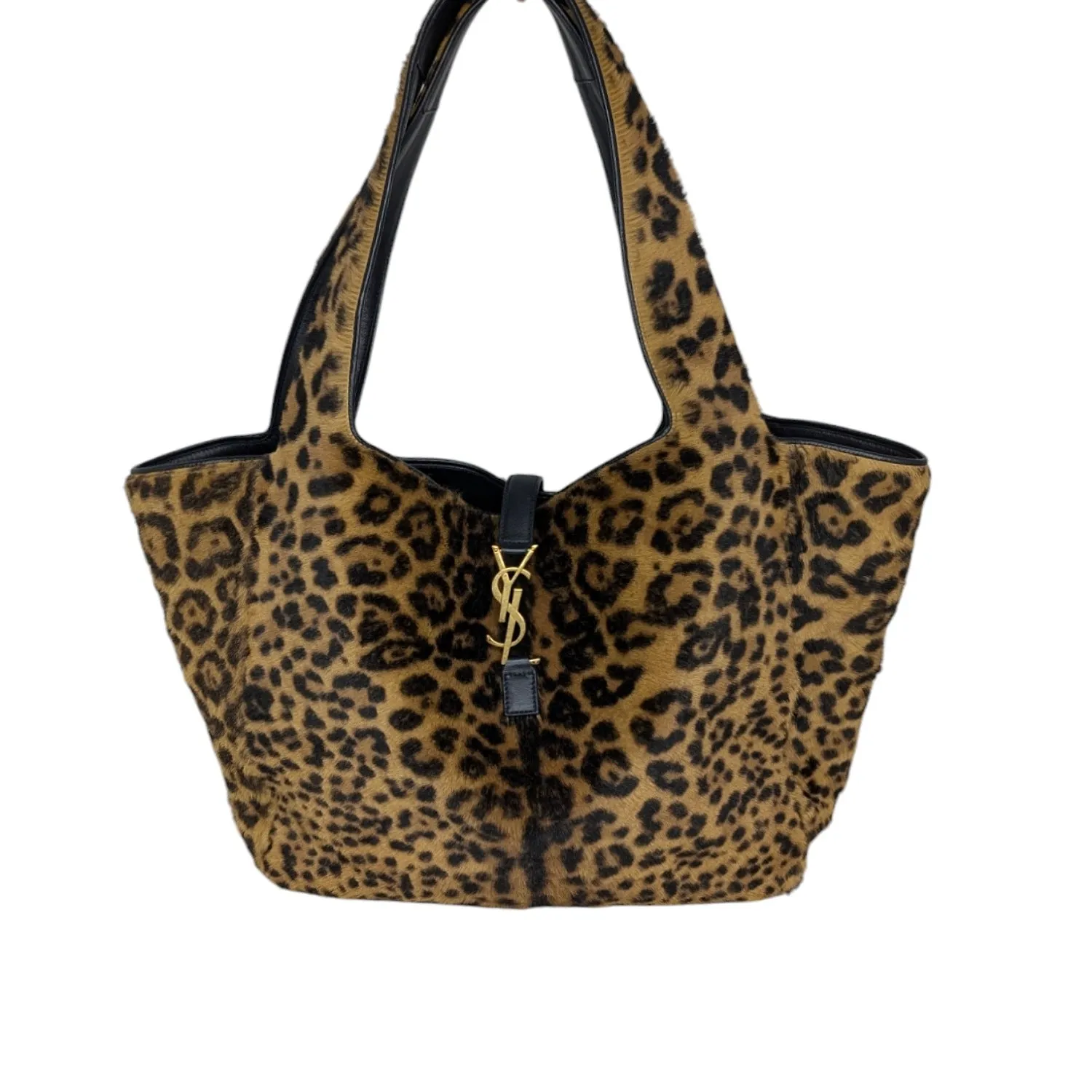Saint Laurent Bea YSL Leopard-Print Pony Hair Tote