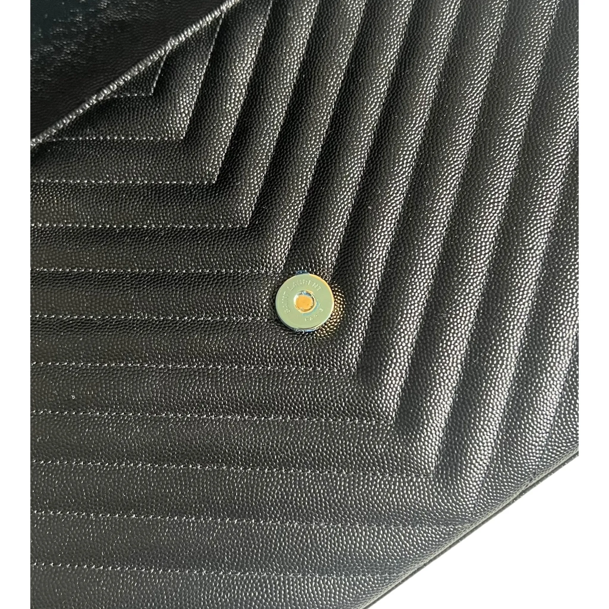 Saint Laurent Envelope Bag Grain de Poudre Chevron Quilted Large YSL