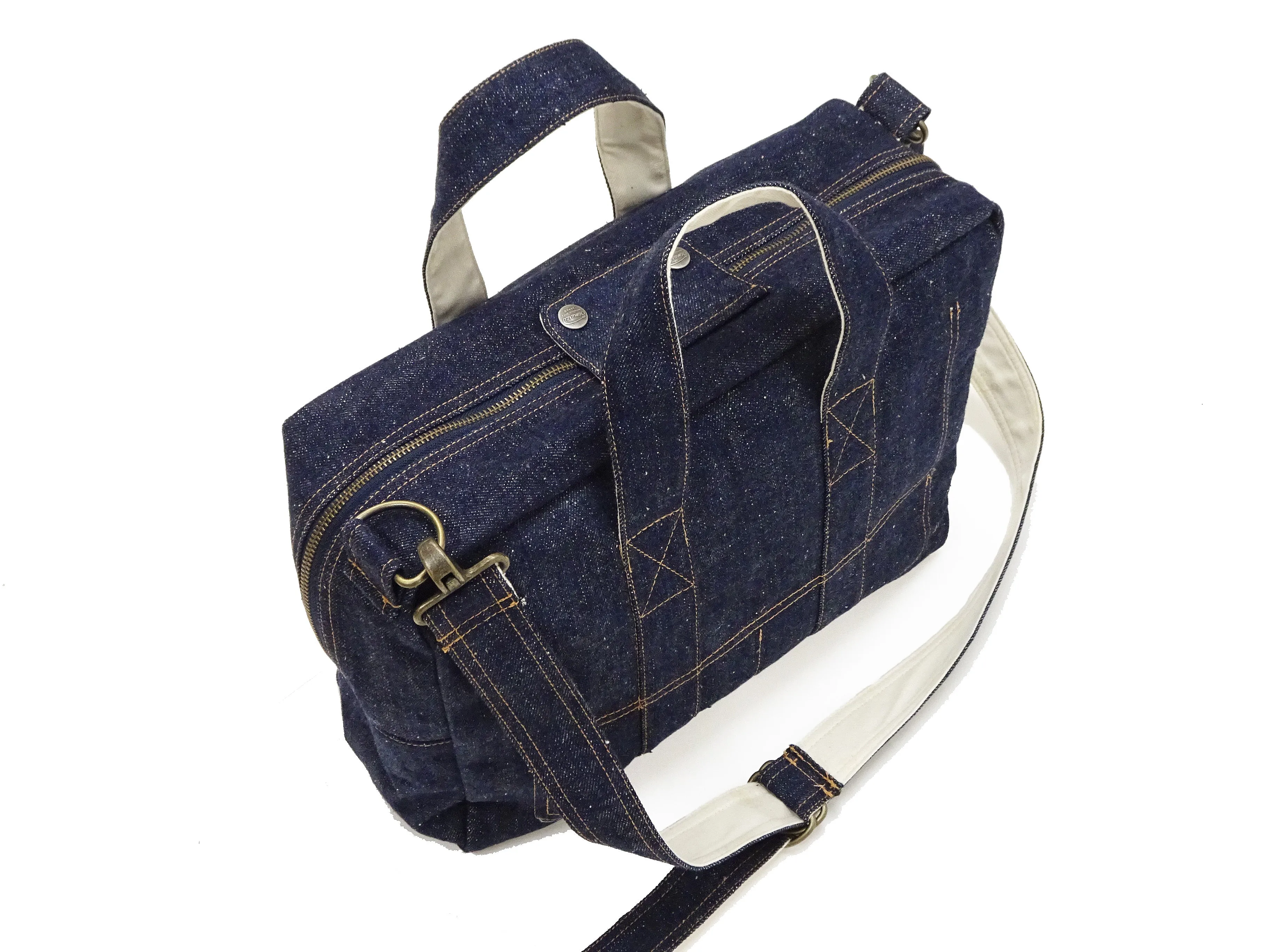 Samurai Jeans Bag Men's Casual Indigo Denim Boston Bag with Detachable Shoulder Strap SJDBB24-AI