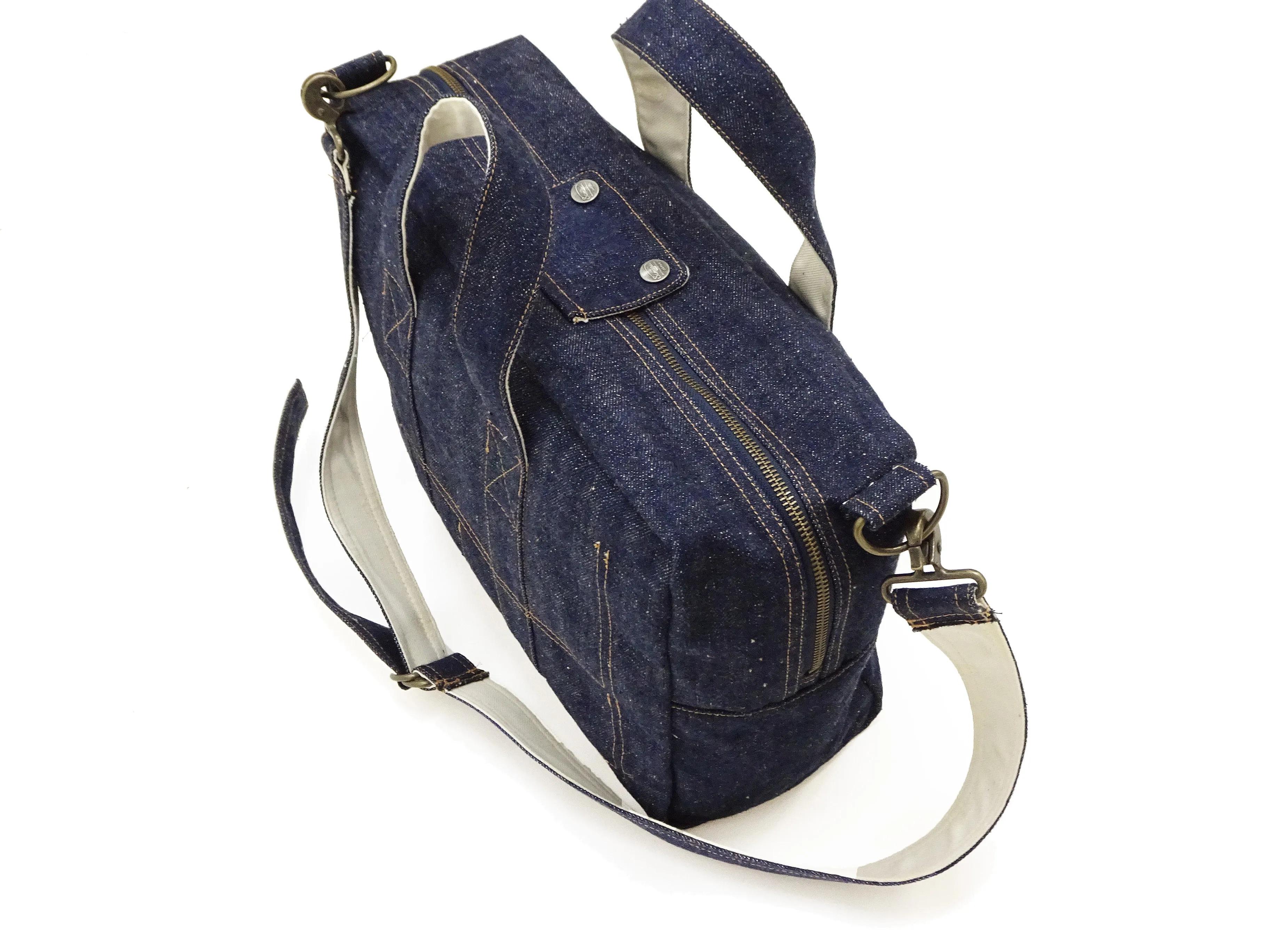 Samurai Jeans Bag Men's Casual Indigo Denim Boston Bag with Detachable Shoulder Strap SJDBB24-AI
