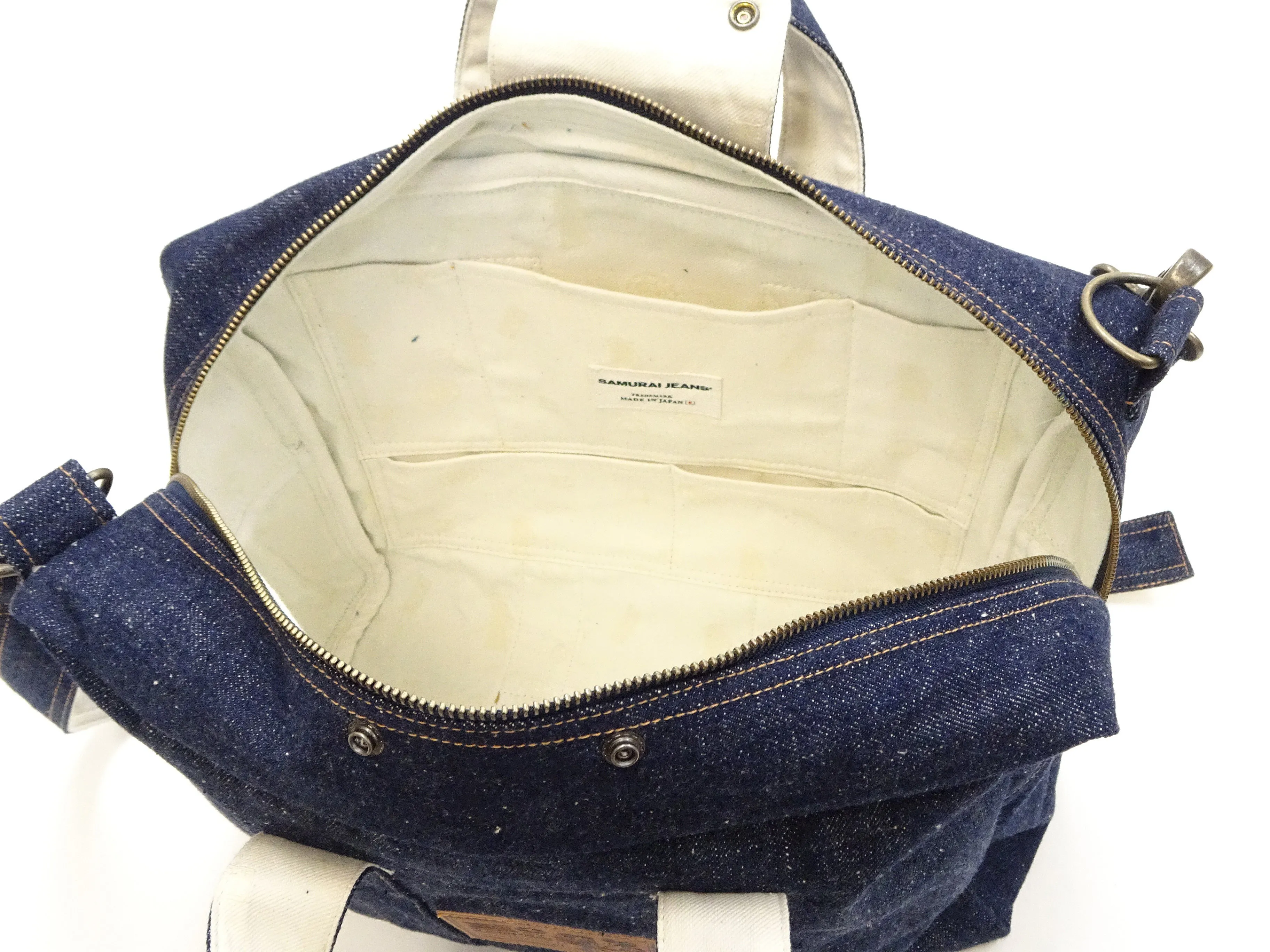 Samurai Jeans Bag Men's Casual Indigo Denim Boston Bag with Detachable Shoulder Strap SJDBB24-AI