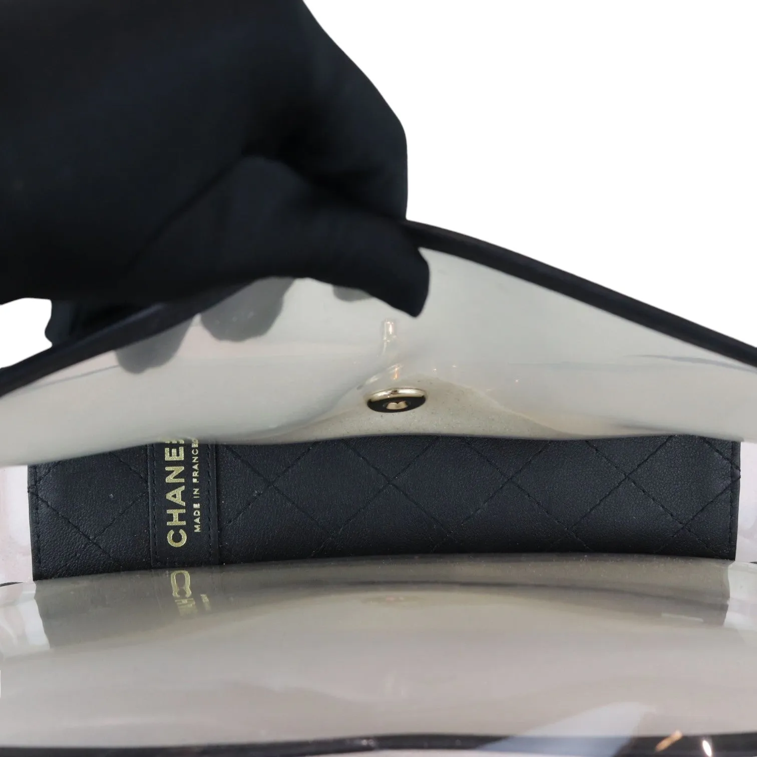 Sand By The Sea Flap Medium Lambskin PVC Black GHW