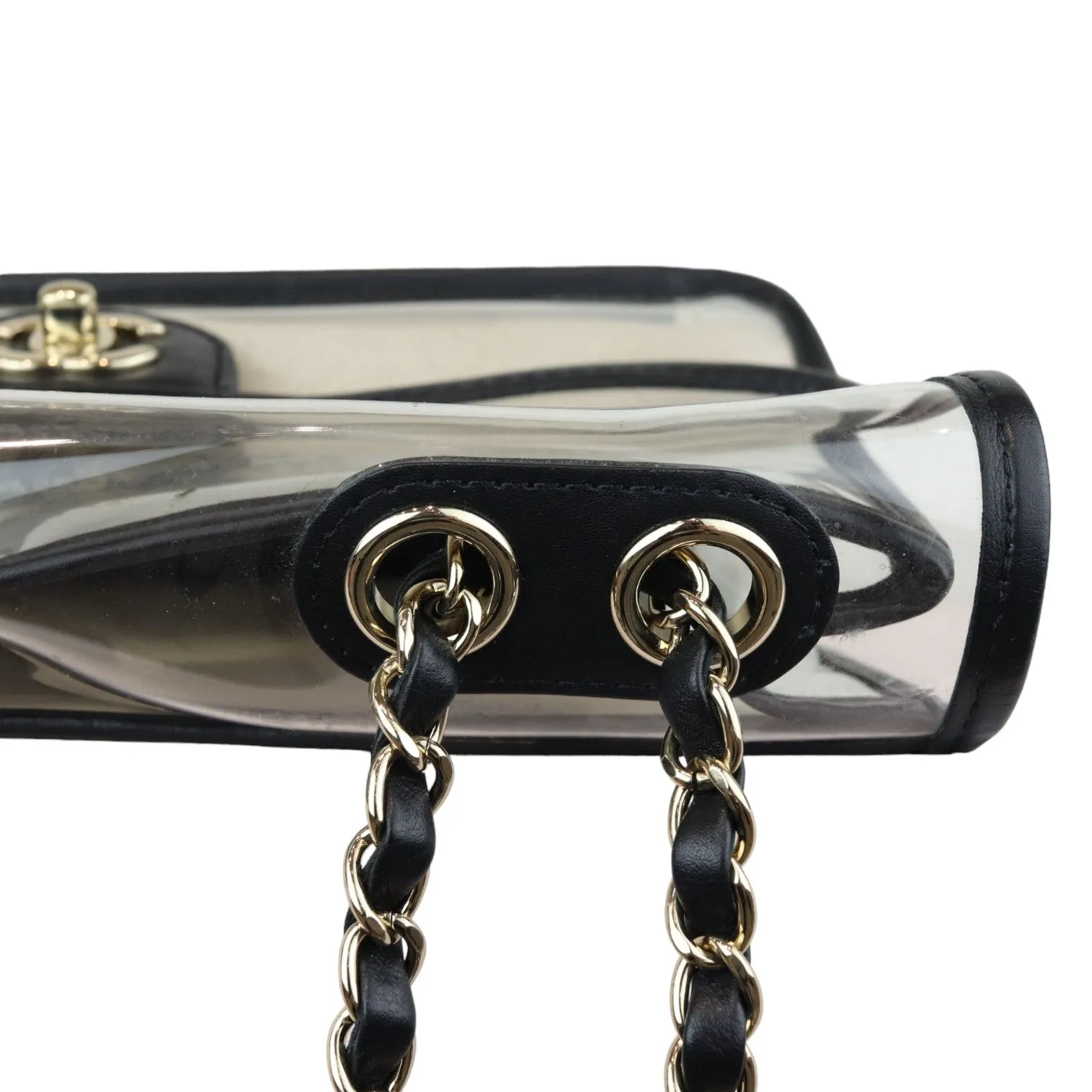Sand By The Sea Flap Medium Lambskin PVC Black GHW