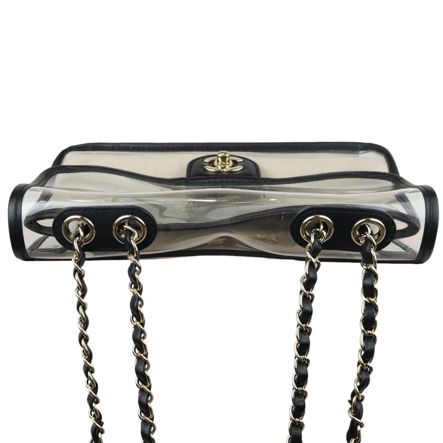 Sand By The Sea Flap Medium Lambskin PVC Black GHW