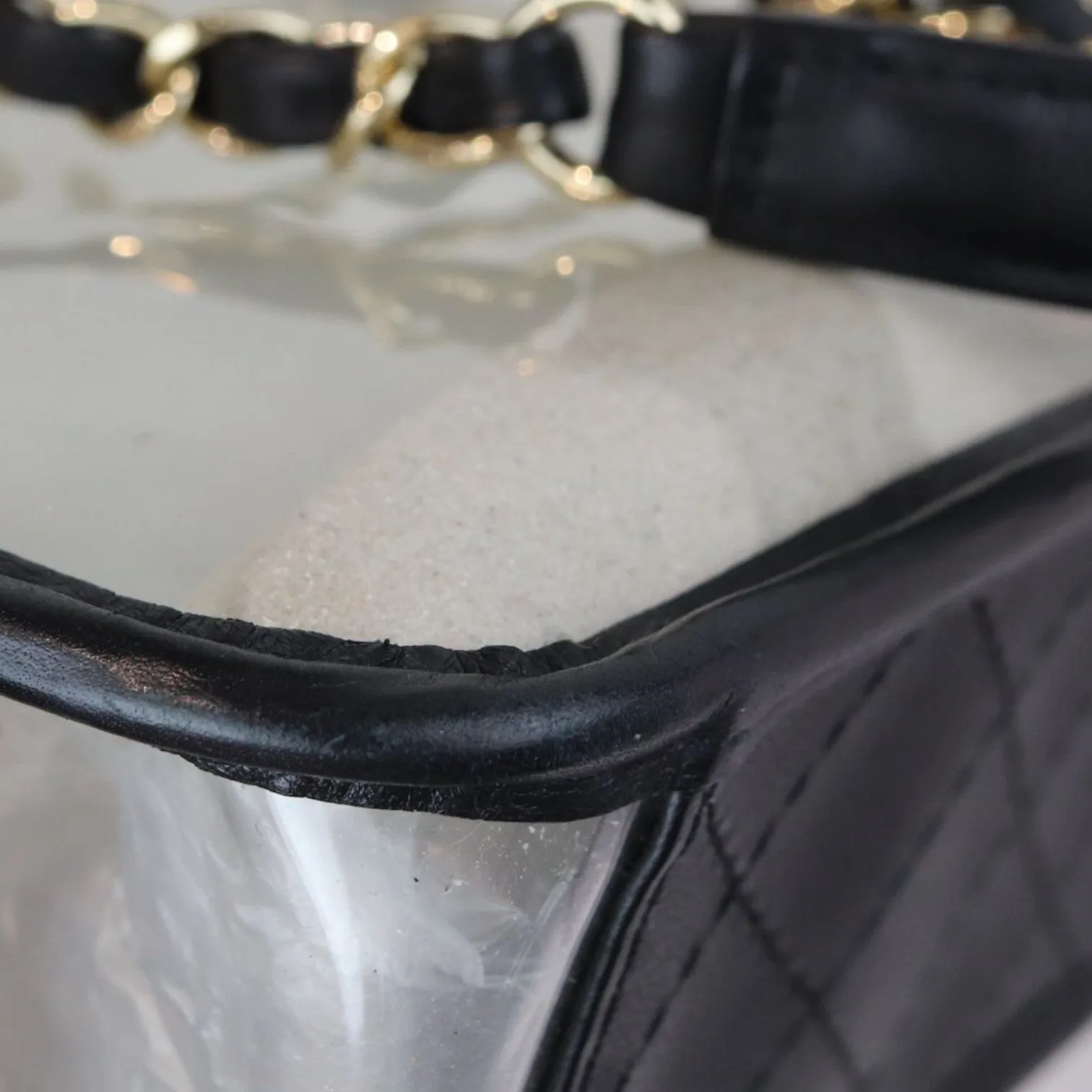 Sand By The Sea Flap Medium Lambskin PVC Black GHW