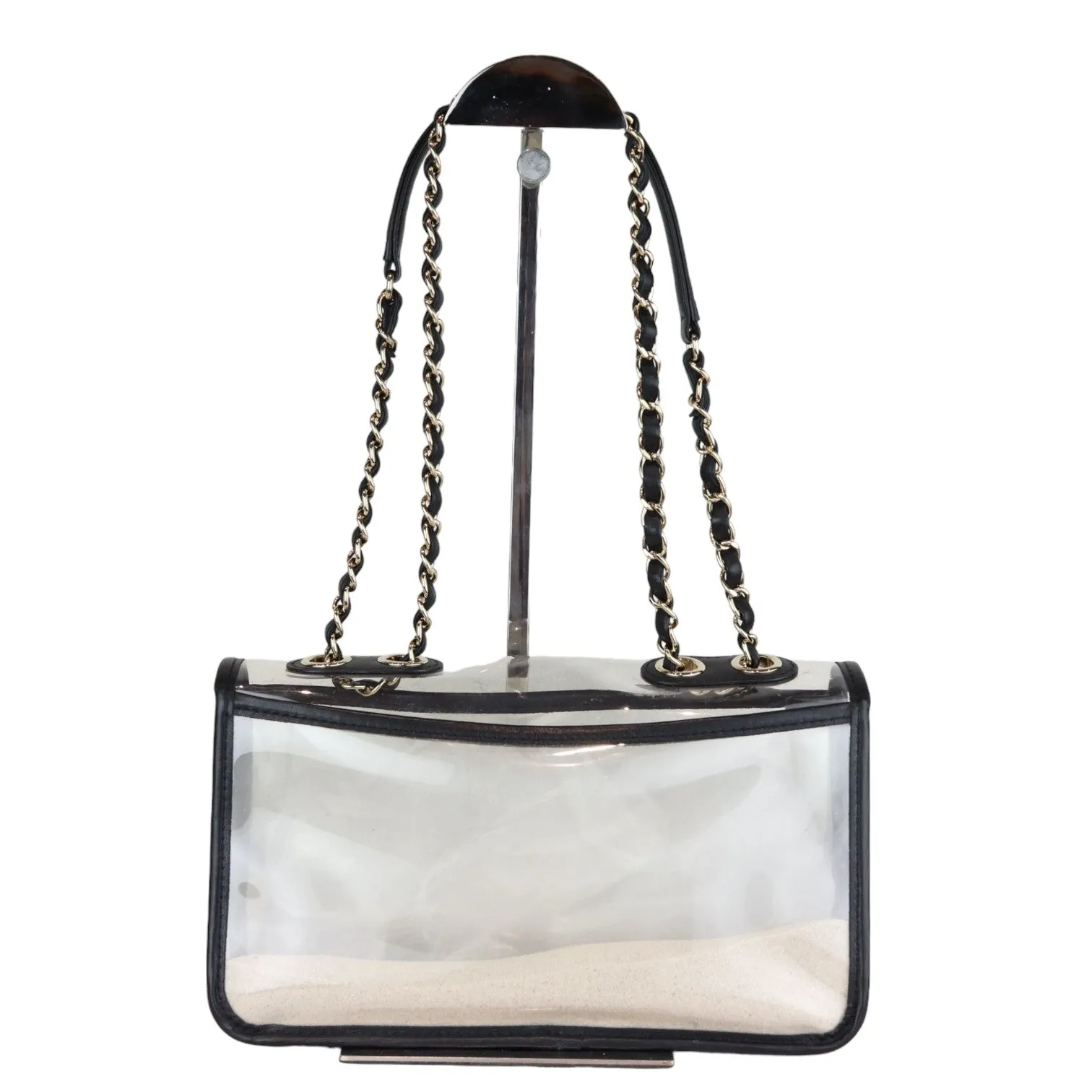Sand By The Sea Flap Medium Lambskin PVC Black GHW
