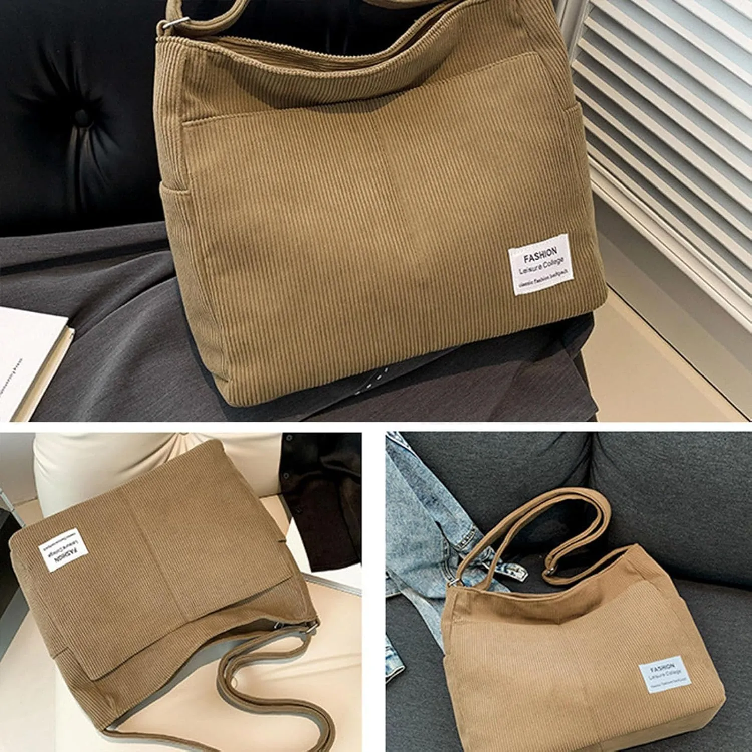 Satchel Bags for Women Purse Crossbody Bags with Pockets Top Handle Shoulder Handbags Versatile Travel Purse(Khaki)