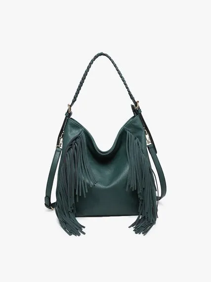 Sav Distressed Hobo Bag with Fringe