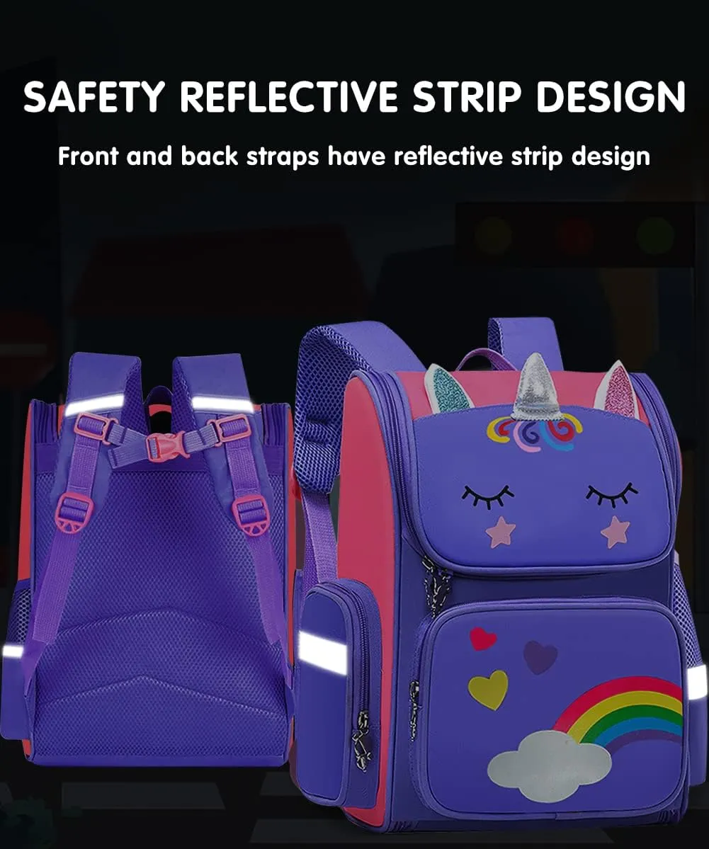 School Backpack for Girls Large Capacity Waterproof Light Weight Schoolbag Bookbag for Kids Primary School Student (Magic Horse Purple)