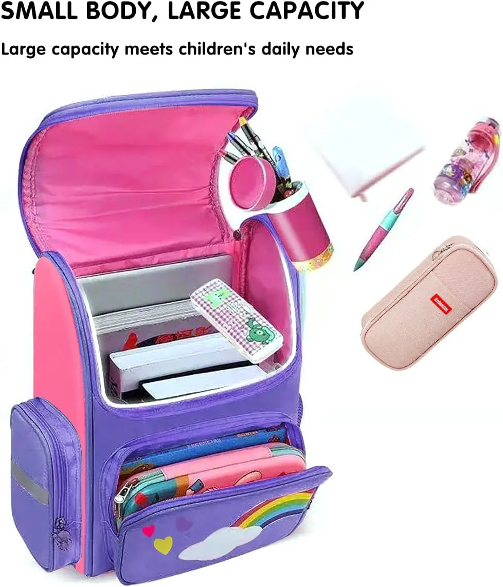 School Backpack for Girls Large Capacity Waterproof Light Weight Schoolbag Bookbag for Kids Primary School Student (Magic Horse Purple)