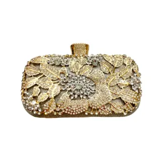 SD3013 Silver And Gold Diamond Clutch
