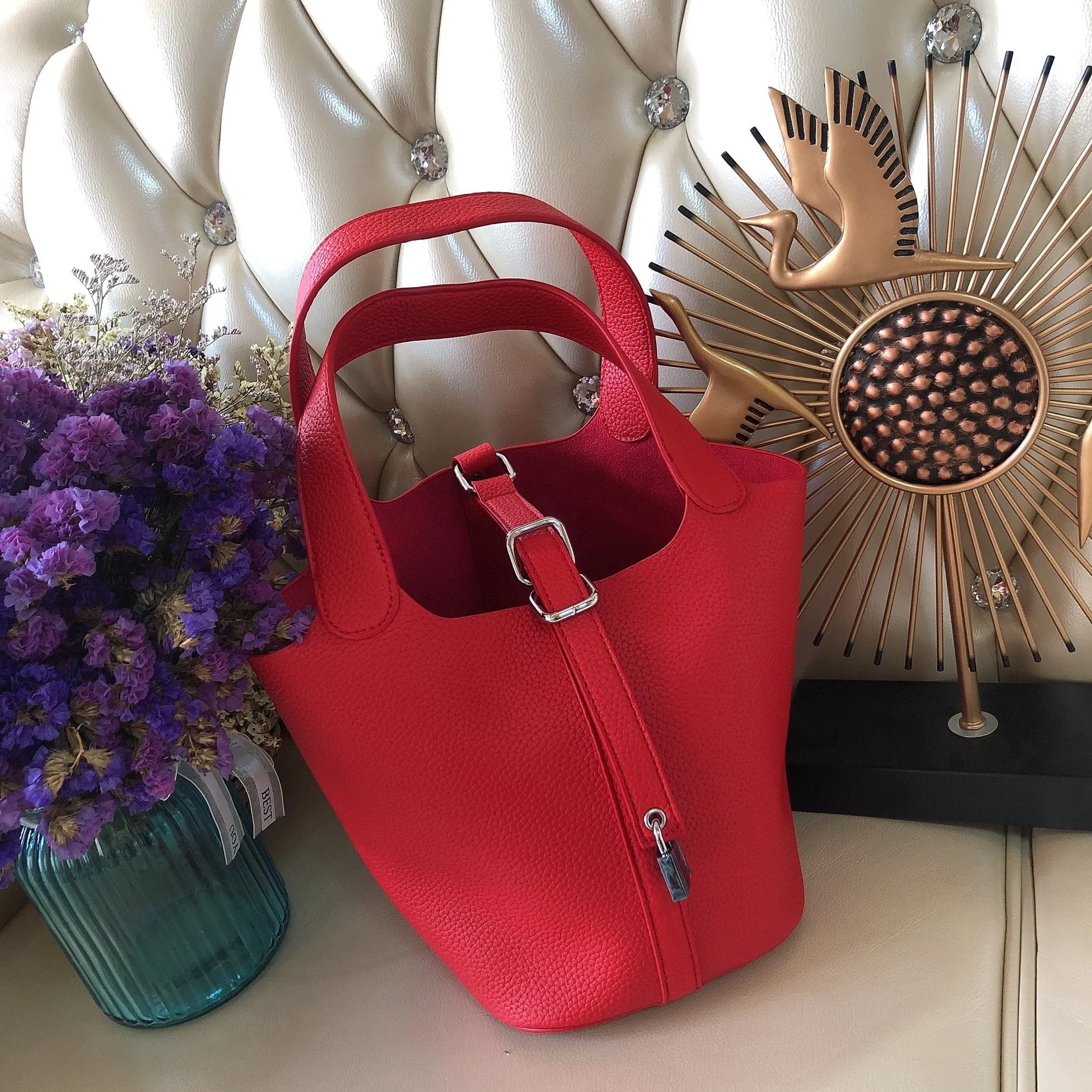 SEALBEER Korean vegetable basket bag women's popular new versatile handbag fashion hand carry child and mother bag color matching bucket bag tide