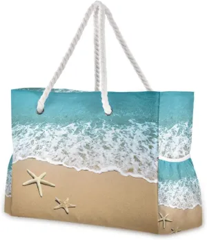 senya Beach Tote Bags for Women, Starfish Beach Large Beach Shoulder Bag Pool Bags Purse