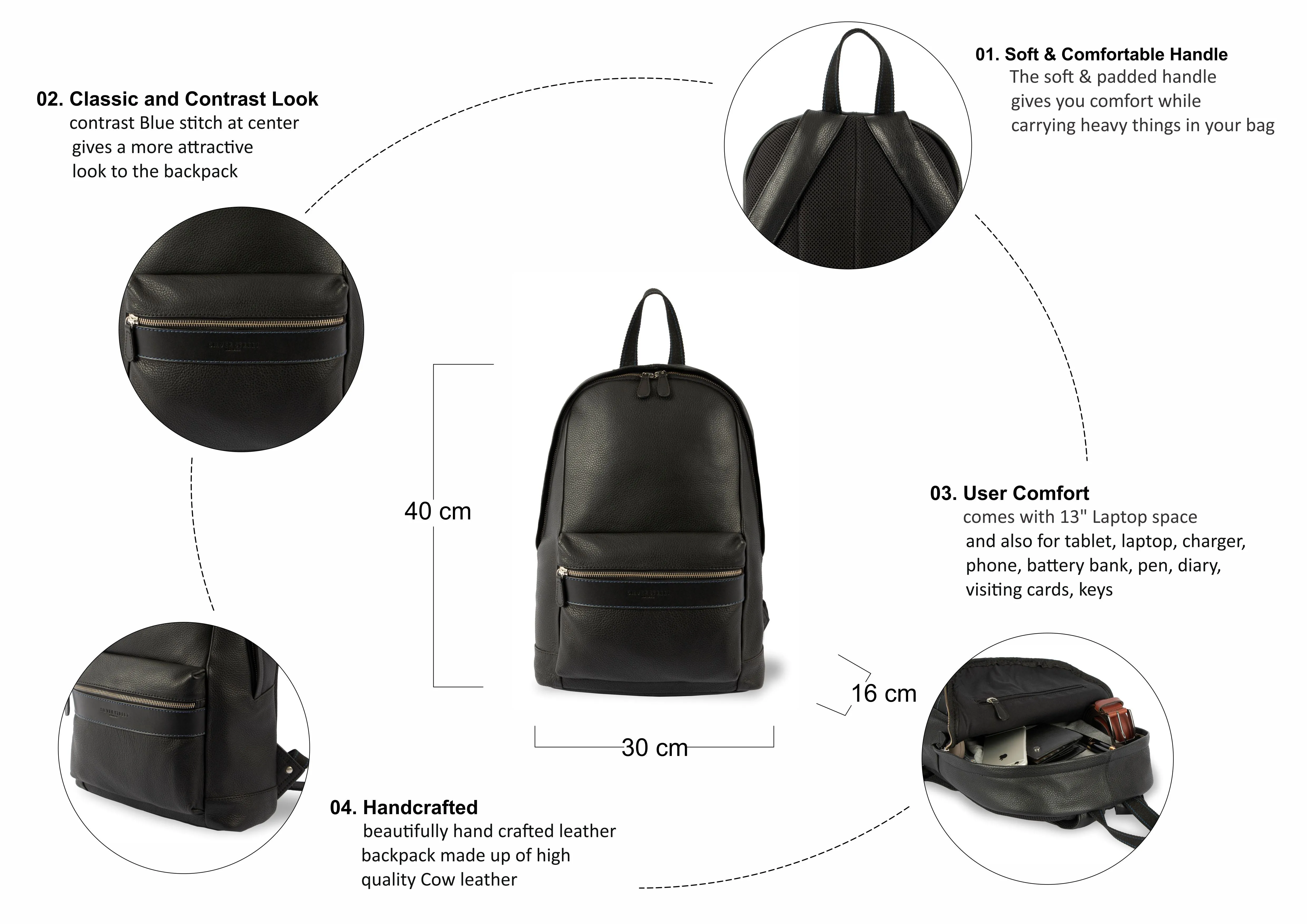 Sergio Leather Backpack - Black