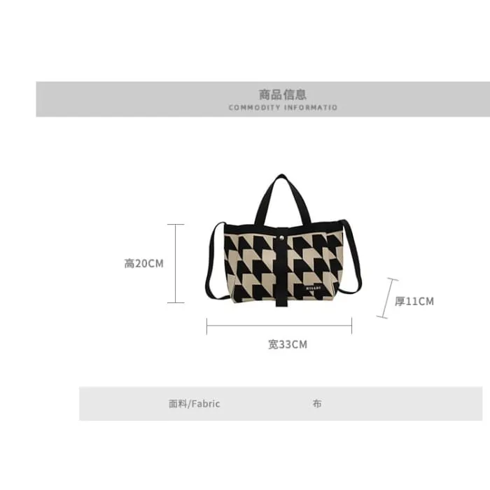 Set: Top Handle Patterned Crossbody Bag   Pouch