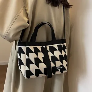Set: Top Handle Patterned Crossbody Bag   Pouch
