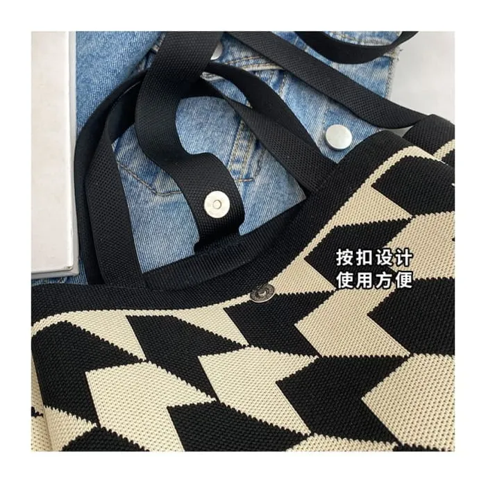 Set: Top Handle Patterned Crossbody Bag   Pouch