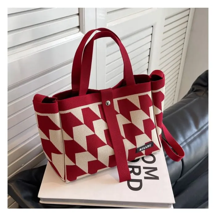 Set: Top Handle Patterned Crossbody Bag   Pouch