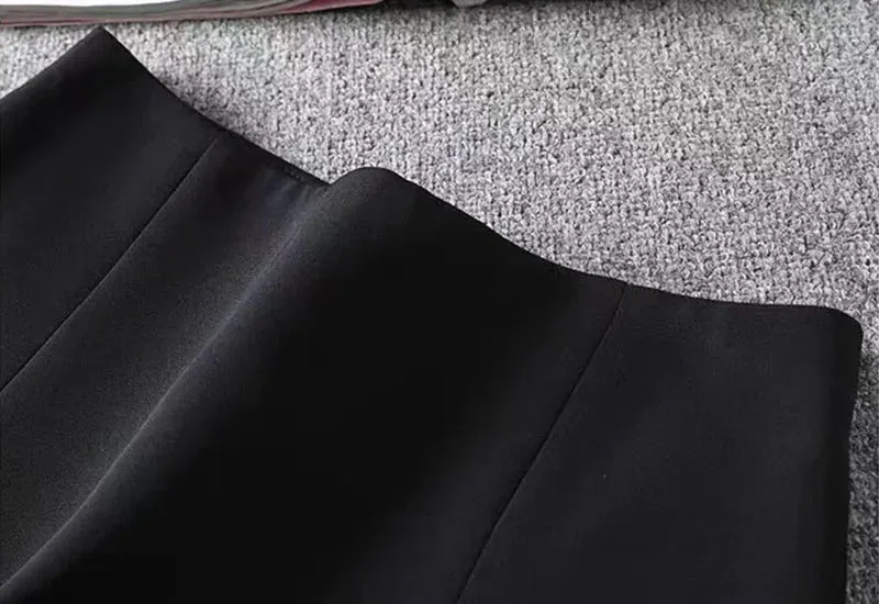 Sexy Split Mini Skirt Women Korean High Waist Streetwear Casual Black Short Skirts Fashion Office Lady All-Match A Line Skirts