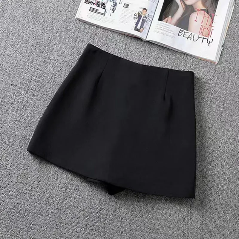 Sexy Split Mini Skirt Women Korean High Waist Streetwear Casual Black Short Skirts Fashion Office Lady All-Match A Line Skirts