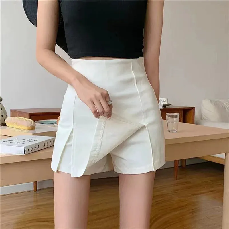 Sexy Split Mini Skirt Women Korean High Waist Streetwear Casual Black Short Skirts Fashion Office Lady All-Match A Line Skirts
