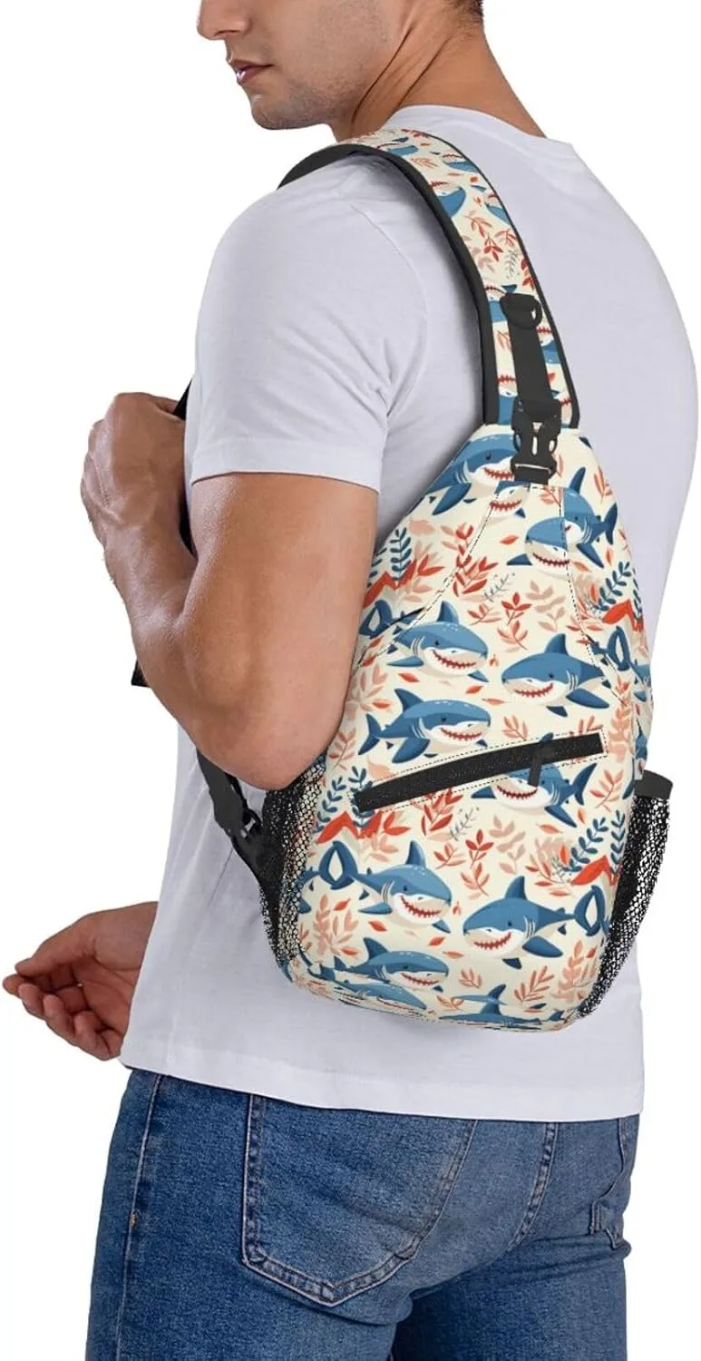 Sharks Backpack Travel Hiking Daypack Chest Bags Crossbody Shoulder Bag