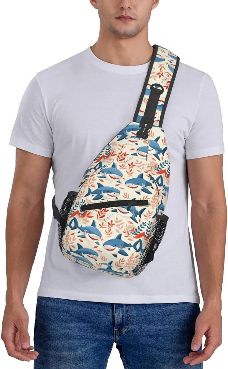 Sharks Backpack Travel Hiking Daypack Chest Bags Crossbody Shoulder Bag