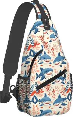 Sharks Backpack Travel Hiking Daypack Chest Bags Crossbody Shoulder Bag