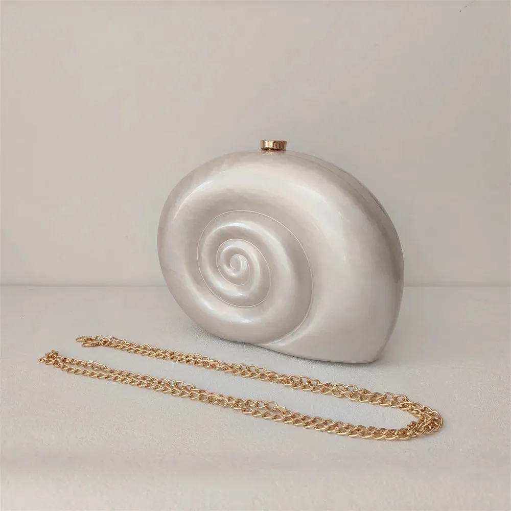 Shella Snail Shape Acrylic Box Clutches