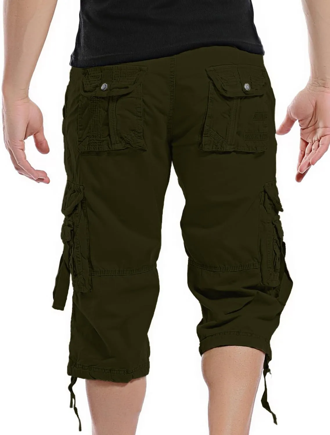 SHOOYING Men's Camo Cargo Denim Shorts with Multi-Pocket