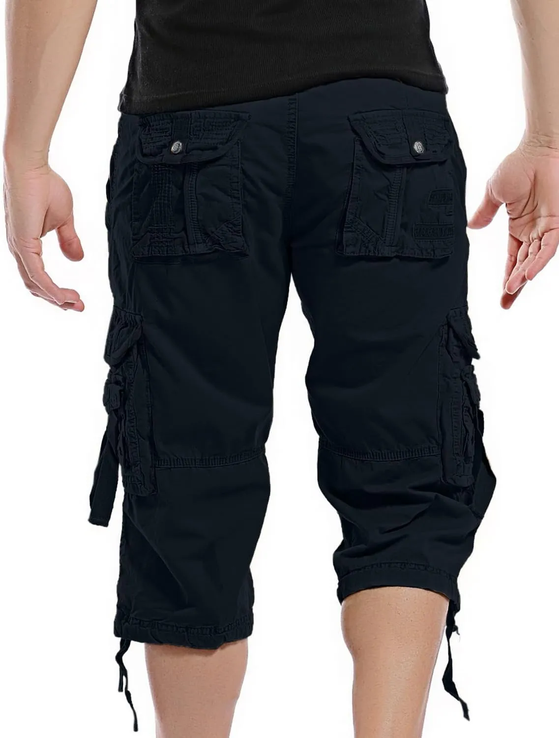 SHOOYING Men's Camo Cargo Denim Shorts with Multi-Pocket