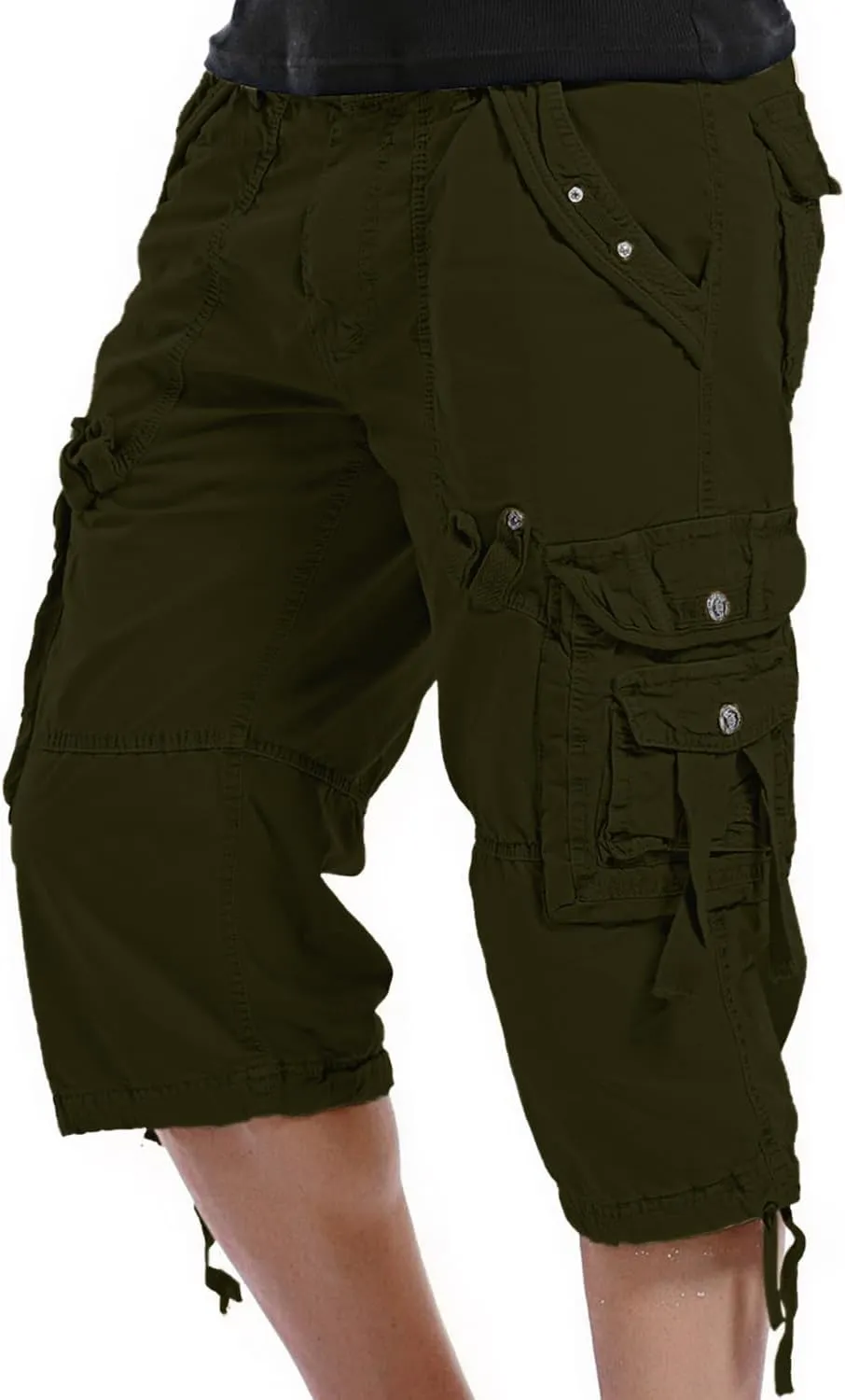 SHOOYING Men's Camo Cargo Denim Shorts with Multi-Pocket