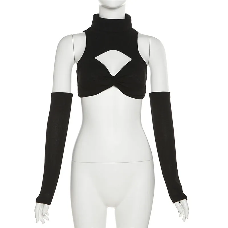 Short Bra Top With Sleeves
