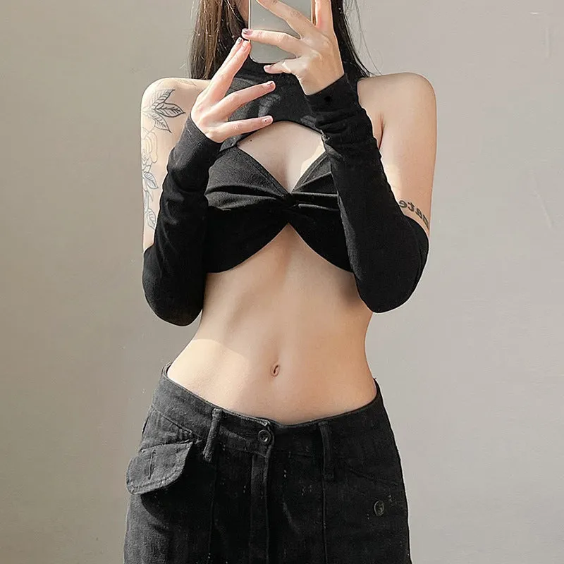 Short Bra Top With Sleeves