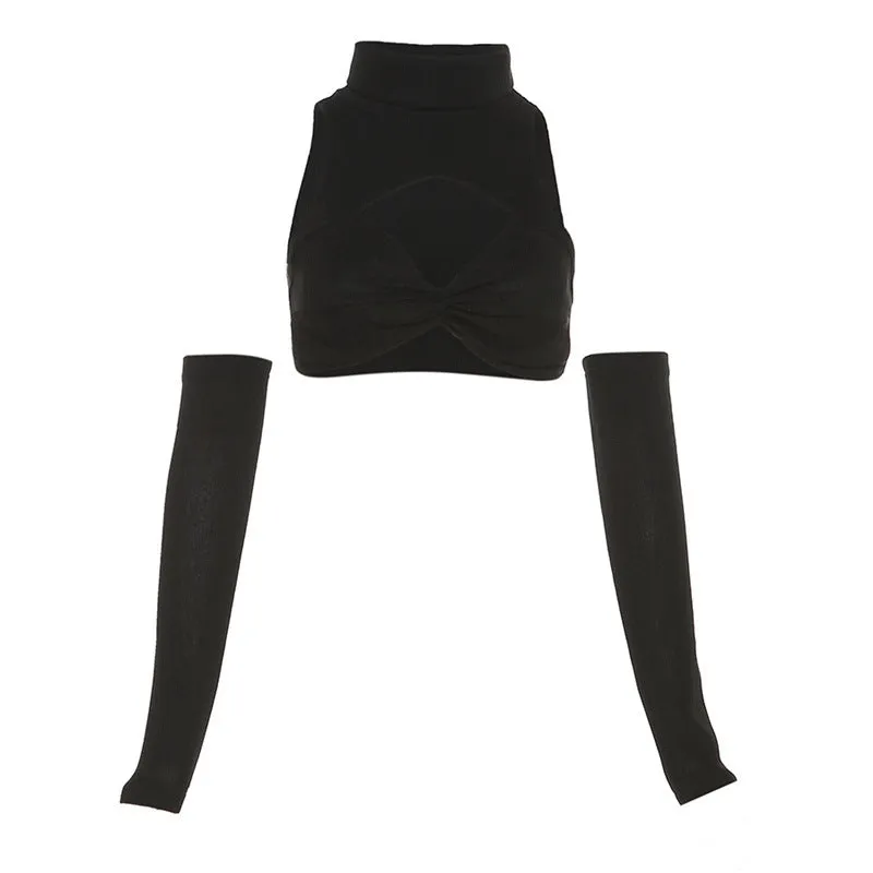 Short Bra Top With Sleeves