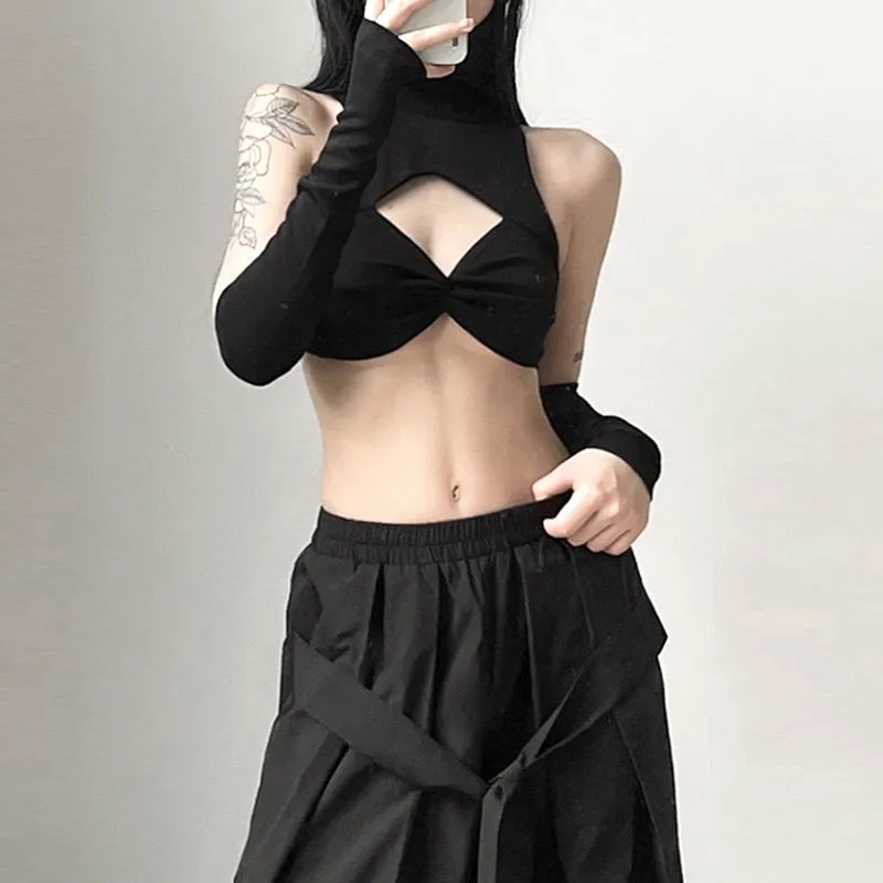 Short Bra Top With Sleeves