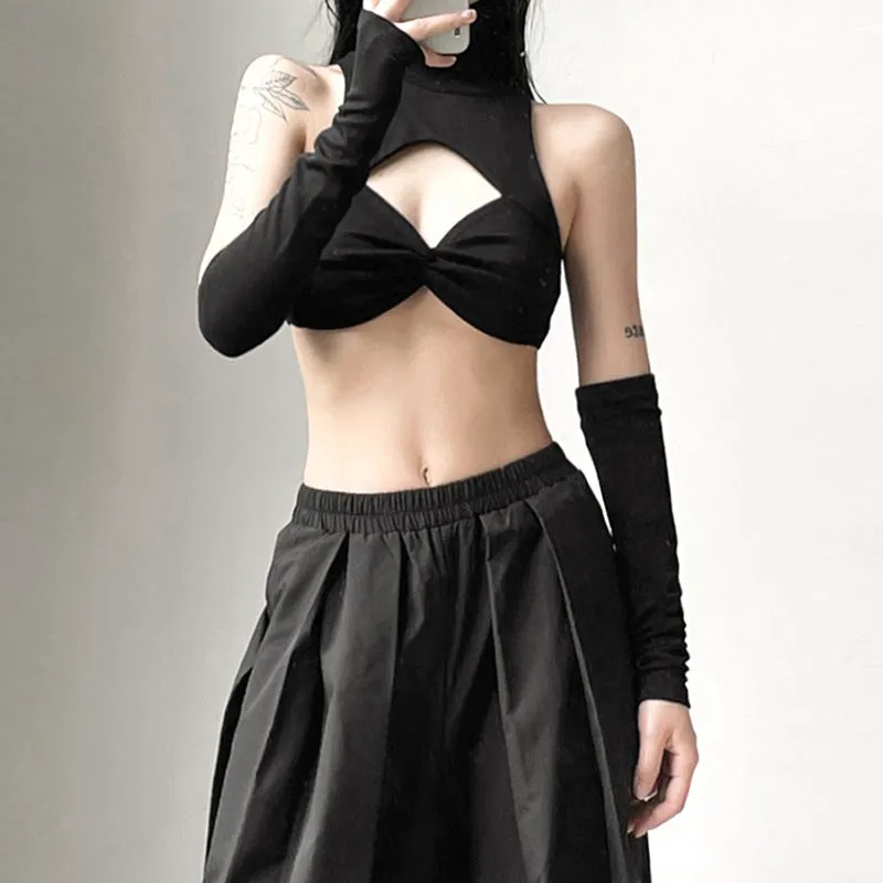 Short Bra Top With Sleeves
