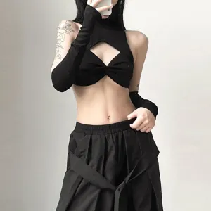 Short Bra Top With Sleeves