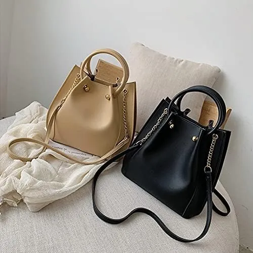Shoulder Bags Ladies Handbags Leather Small Ladies Shoulder Bags Ladies Casual Main Black Bucket Style(2)