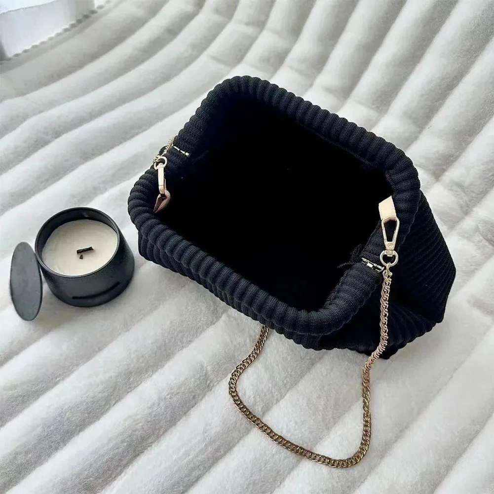 Shunmaii Women's Corduroy Evening Clutch Bag – Large Capacity Fashion Shoulder Bag with Chain Strap for Elegant and Casual Occasions