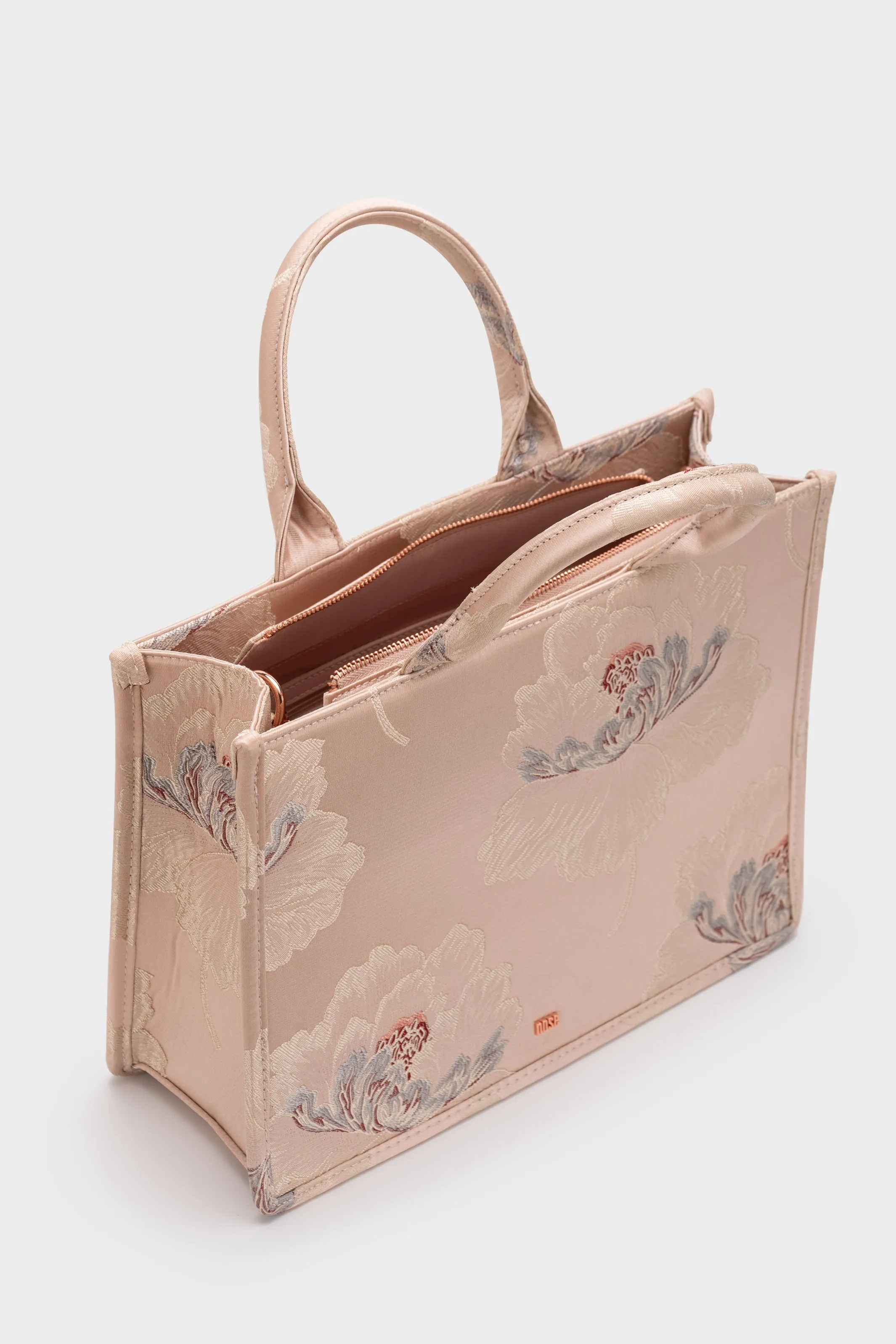 SILK PRINT FLORAL TOTE