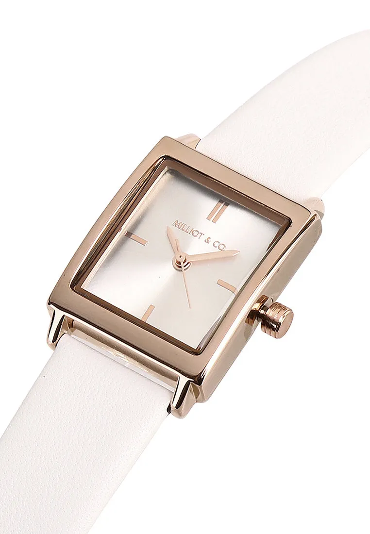 Sima Rose Gold Leather Analog Watch (White)