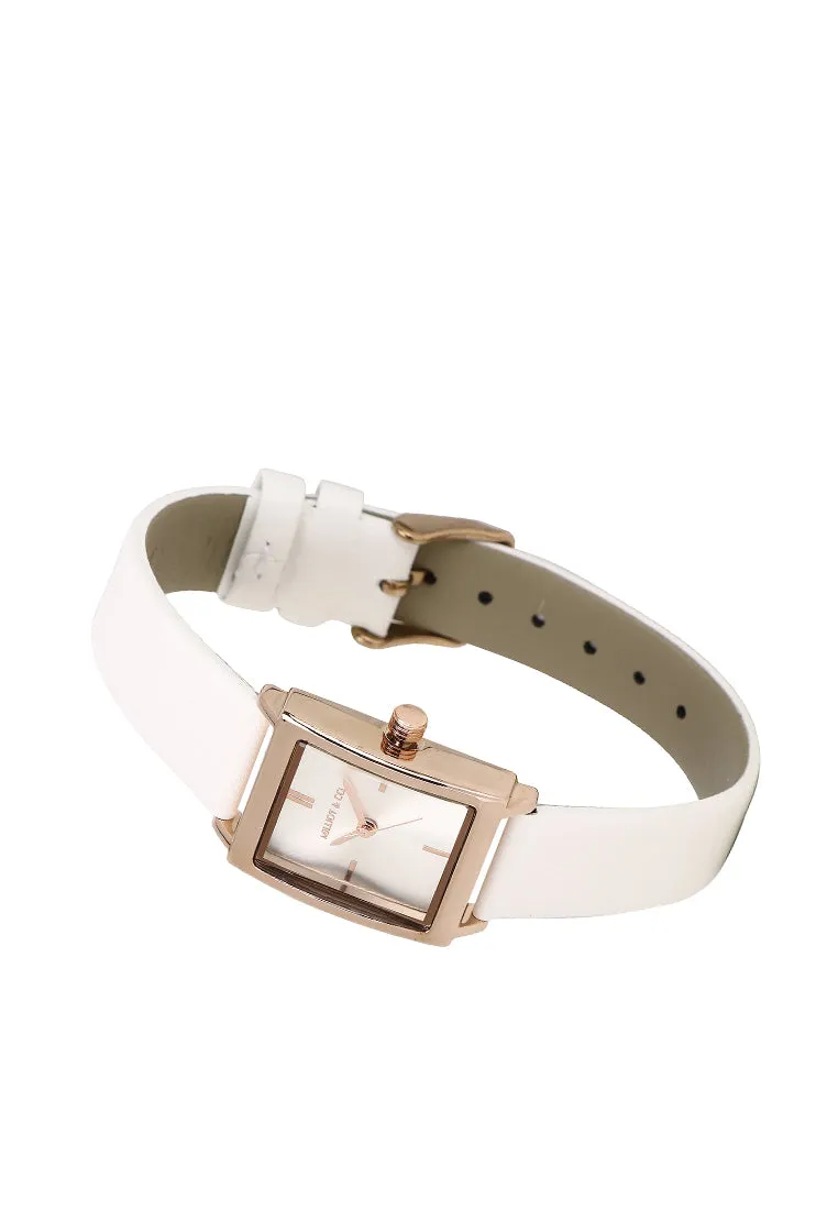 Sima Rose Gold Leather Analog Watch (White)