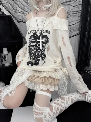 Skeleton Love Ripped Sweater