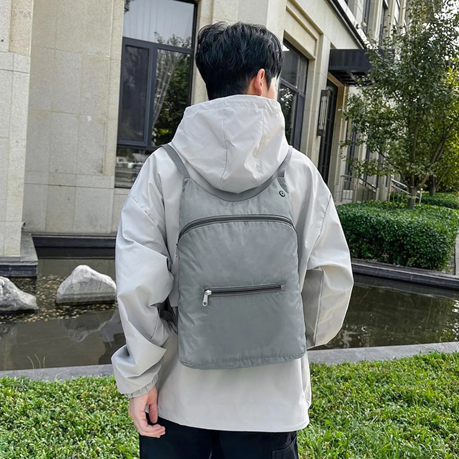 Skin Bag Large Capacity Ultra Lightweight Portable Foldable Bag Men's Sports Backpack Travel Backpack (Grey, One Size)