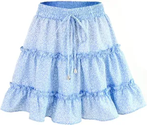 Skorts for Women Dressy Casual Floral Boho Cute Summer A Line Mini Skirts Y2K High Waisted Ruffle Pirouette Skort