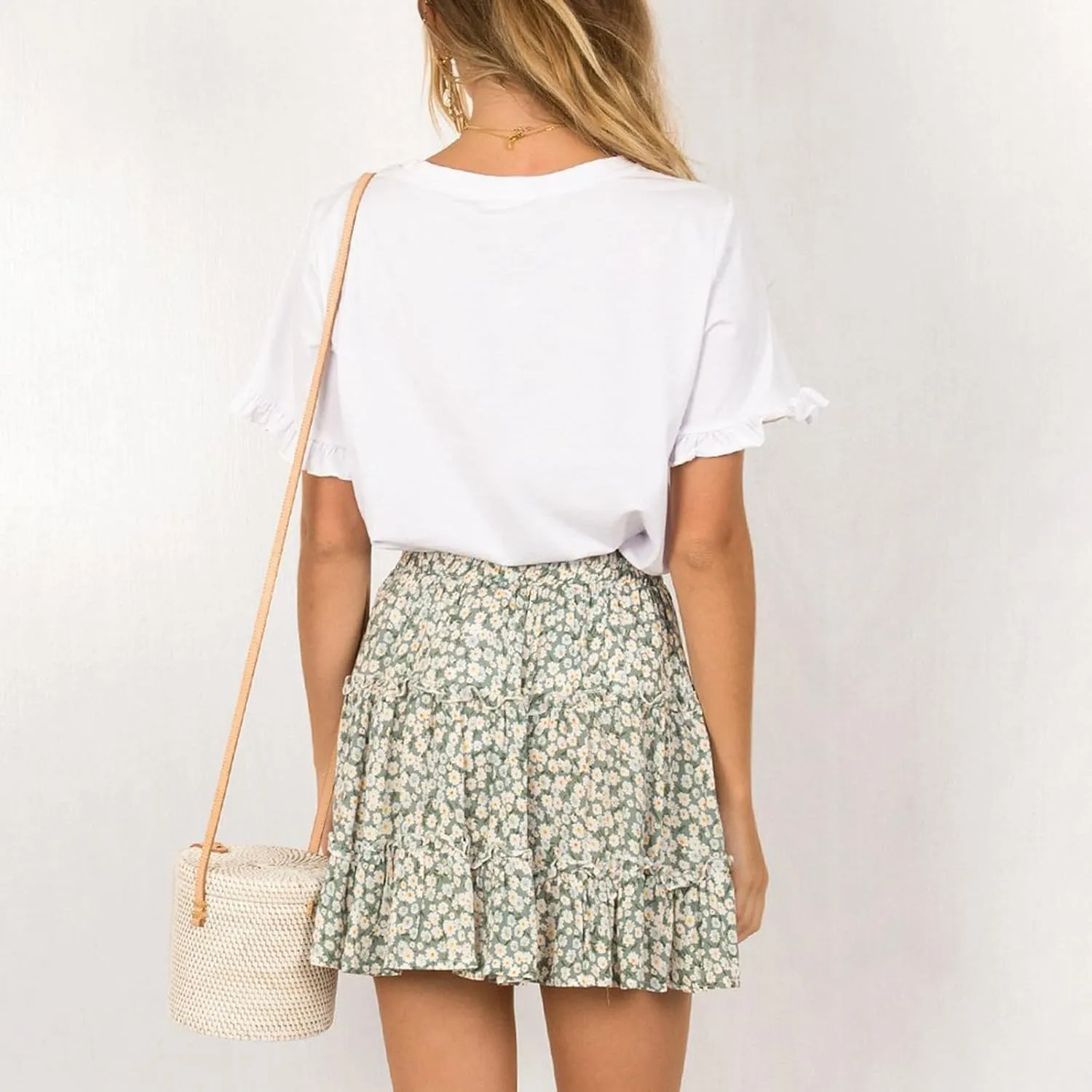 Skorts for Women Dressy Casual Floral Boho Cute Summer A Line Mini Skirts Y2K High Waisted Ruffle Pirouette Skort