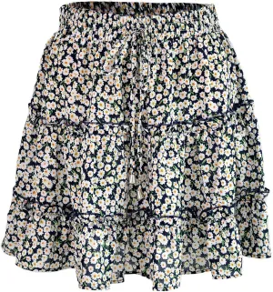 Skorts for Women Dressy Casual Floral Boho Cute Summer A Line Mini Skirts Y2K High Waisted Ruffle Pirouette Skort