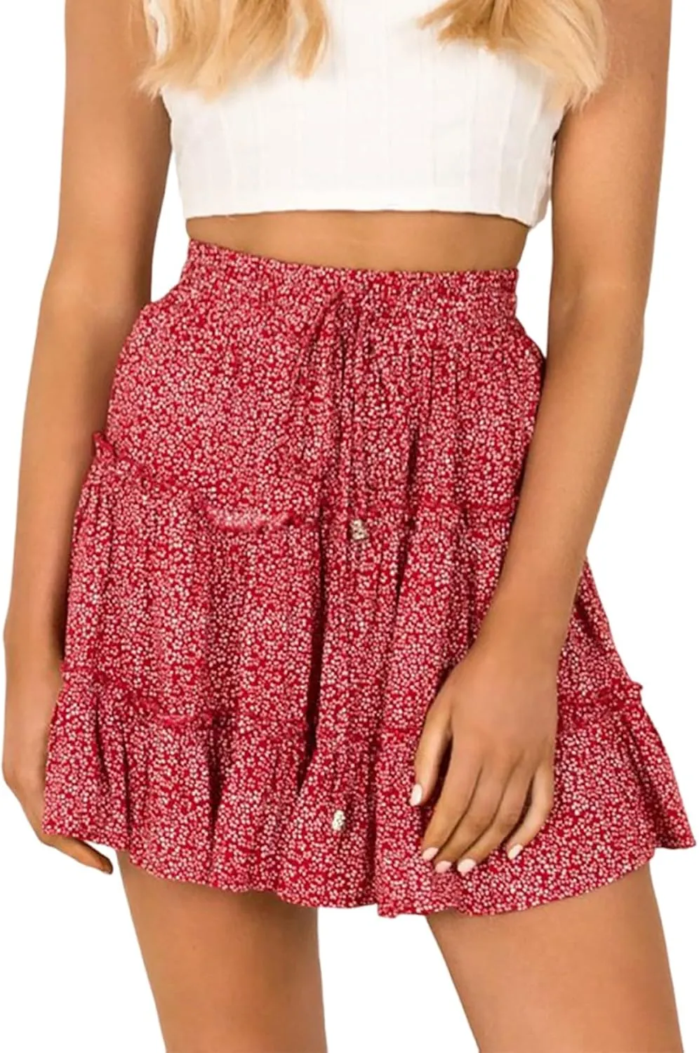 Skorts for Women Dressy Casual Floral Boho Cute Summer A Line Mini Skirts Y2K High Waisted Ruffle Pirouette Skort